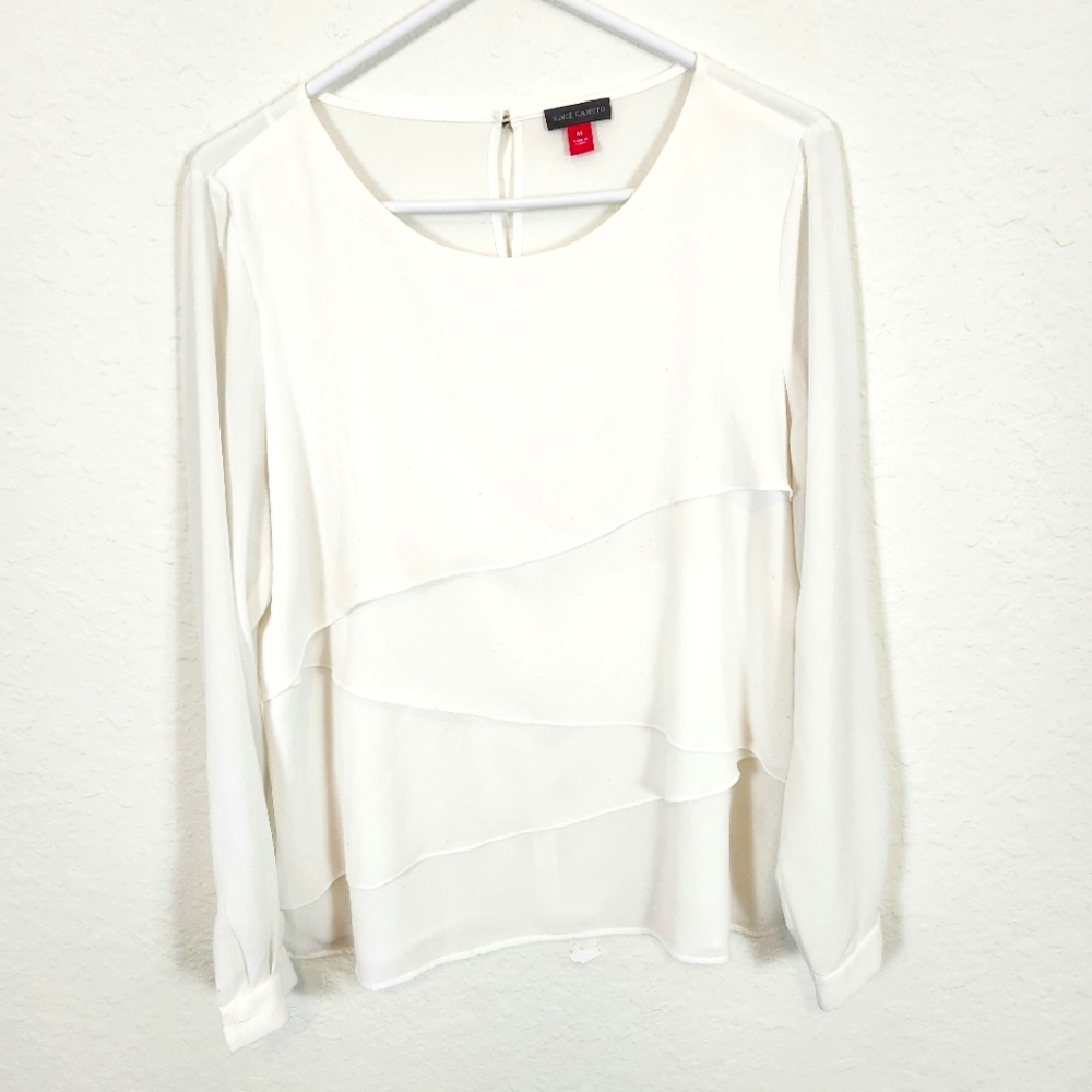 Vince Camuto | Layered Long Sleeve Blouse White Medium